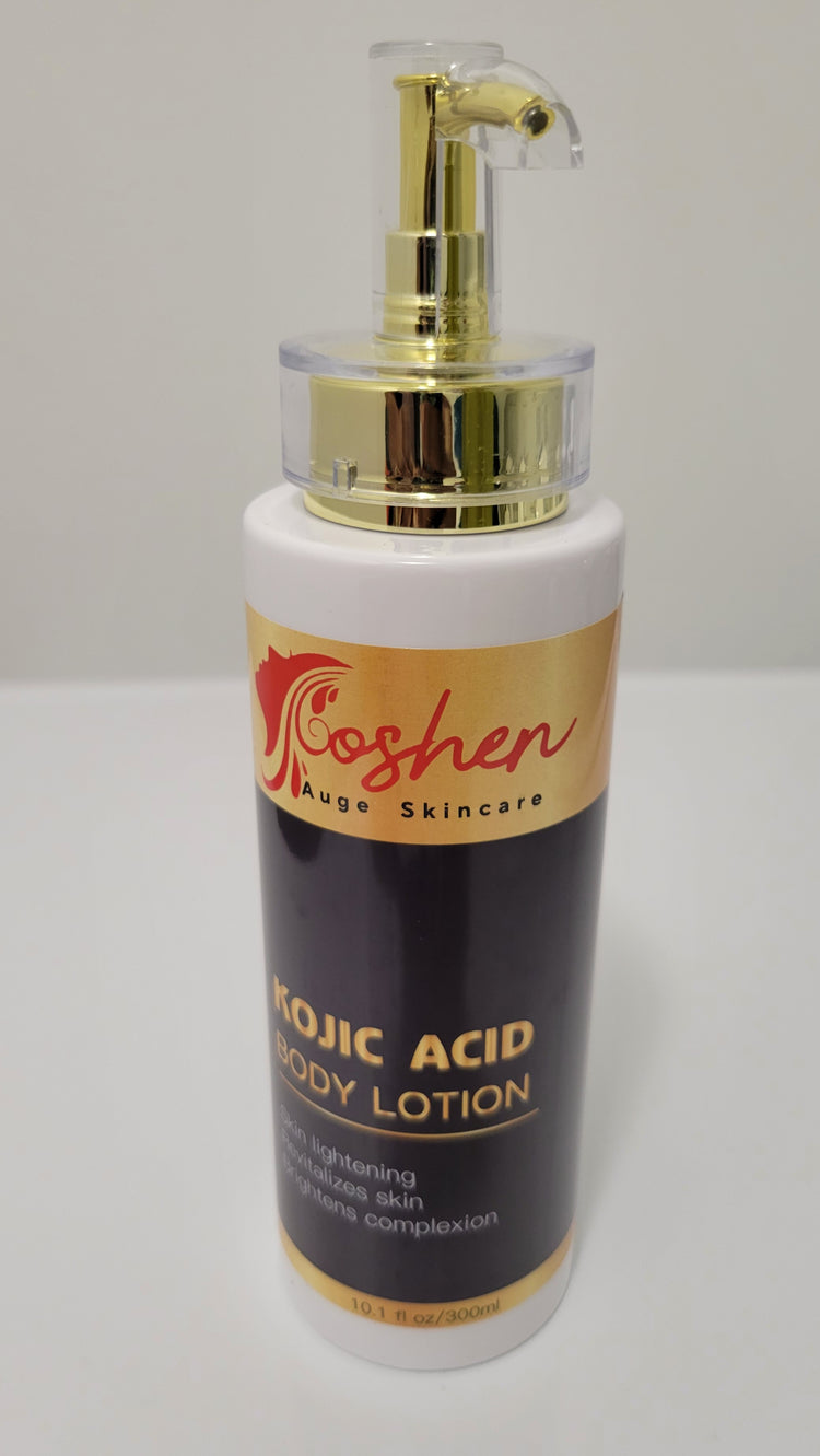 Kojic Acid Body Lotion by Kooshen for brightening and hydrating skin, reducing dark spots and uneven tone.