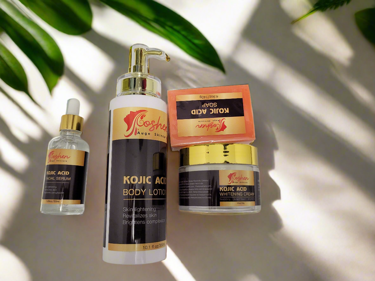 Kojic Acid Whitening Set – Skin Brightening & Dark Spot Remover products including lotion, serum, and cream.