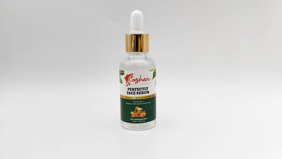 Perfectly Serum bottle for brightening and hydrating skincare, with dropper and elegant label.